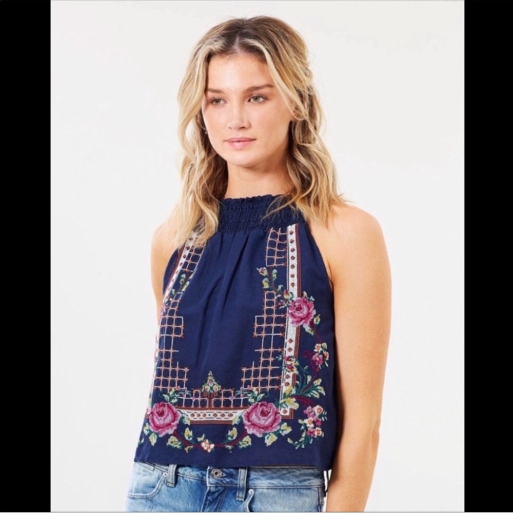 Free People Honey Pie Embroidered Tank size S